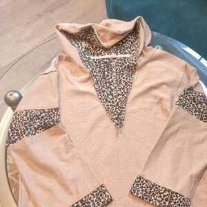 Leopard Print Hoodie with Tan Accents